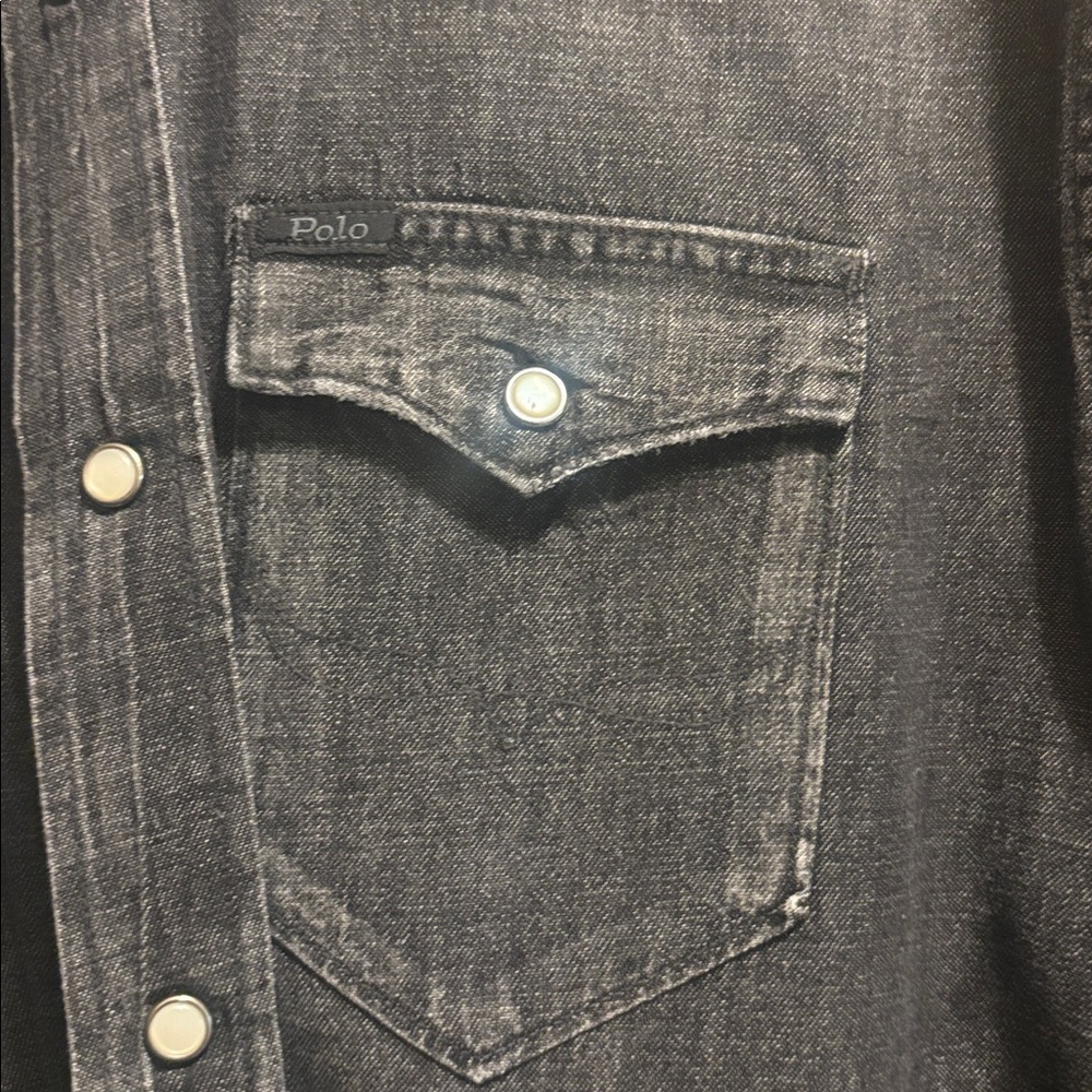 Vintage Polo by Ralph Lauren Black Denim Shirt XL - Picture 7 of 7